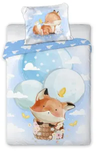 Bavlnená posteľná bielizeň pre deti s líškou a modrými balónikmi