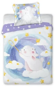 Bavlnená posteľná bielizeň pre deti s roztomilým zajačikom a motívom nočnej oblohy
