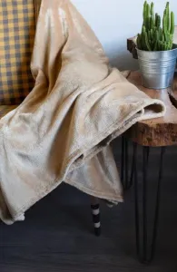 DomTextilu Moderná teplá béžová deka s jemným leskom  200 x 220 cm