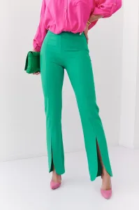 Elegantné zelené nohavice s rozparkom