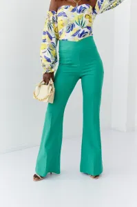 Elegant green women's trousers with flared legs