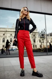 Elegant red trousers with darts #4778821