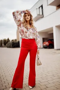 Elegant red women's trousers with flared legs #5197137