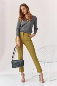 Elegant trousers with olive trim
