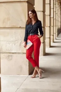 Elegant trousers with red pleated #4768824