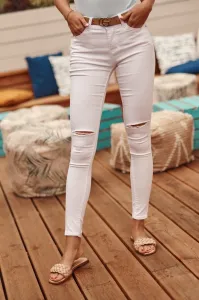 Biele džínsové džínsy s otvormi #4779771