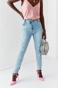 Dámske džínsové džínsy s potlačou