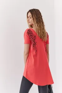 Asymmetrical coral tunic with wings on the back #5509916