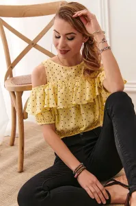 Lemon short polka dot blouse