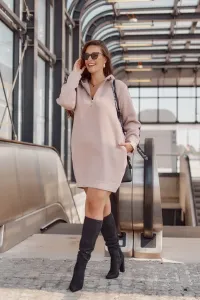Oversized cappuccino hooded tunic