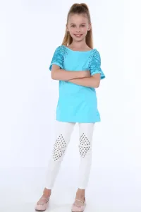 Turquoise girl's blouse with round studs #4806646