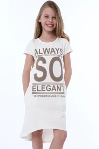 Cream girl's dress with inscriptions #5350857