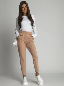 Complete set of women's trousers with pleats and beige white blouses #5356003