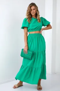 Lady's summer set blouse with a green skirt #4767996