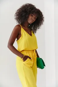Summer set of palazzo trousers and yellow top