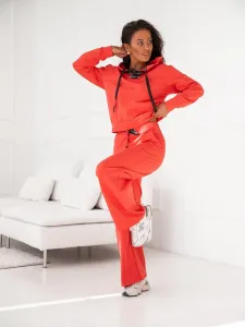 Women's sports set of coral sweatshirt and trousers