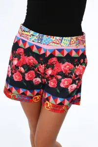 Women's shorts with dark blue floral patterns #5354256