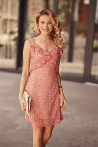 Summer dress in polka dot dirty pink color