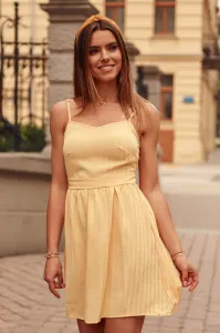 Yellow striped dress with tie at the back #4779162