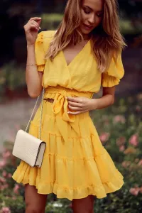 Beautiful yellow miniskirt with ruffles #4806650