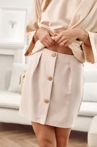 Mini Button Skirt, Light Beige #4779442