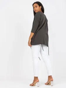 Cotton blouse in khaki size plus