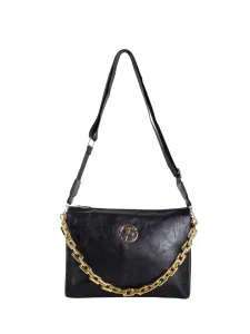 Black women's shoulder bag with chain