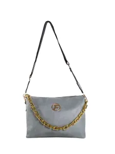 Grey women's messenger bag with chain