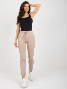 Beige women's sweatpants with pockets #8655043