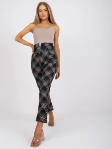 Black-green elegant trousers made of checkered material