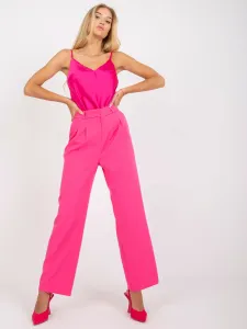 Pink women's suit trousers RUE PARIS with pockets