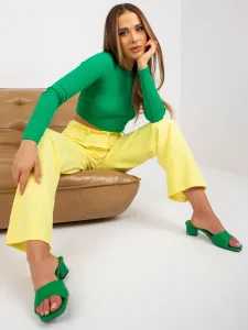 RUE PARIS light yellow fabric trousers with wide legs