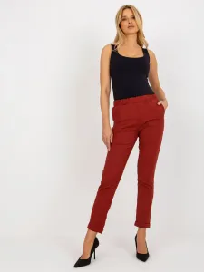 Women's suit trousers with elastic waistband - burgundy