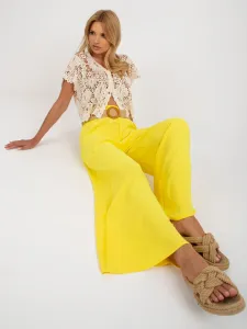 Yellow wide fabric trousers