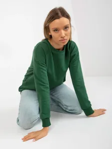 Basic dark green cotton long sweatshirt