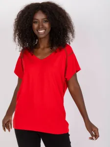 Basic red blouse for everyday wear with V-neck