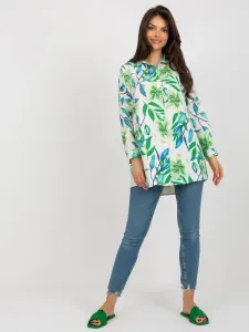 Beige and green oversize shirt with print