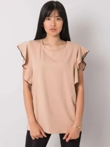 Beige blouse with decorative sleeves