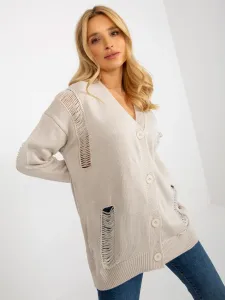 Beige loose cardigan with holes from RUE PARIS