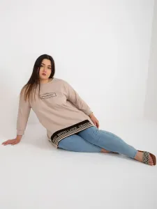 Beige tunic of larger size in cotton sweatshirt