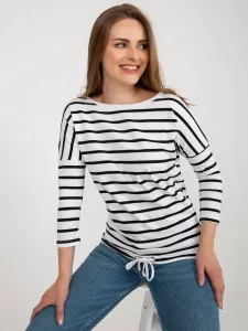 Black and white blouse with 3/4 sleeves BASIC FEELING