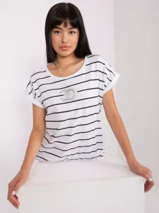 Black and white striped blouse with applications
