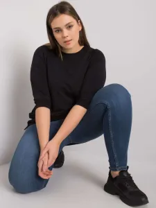 Black blouse of larger size in black cotton Emma