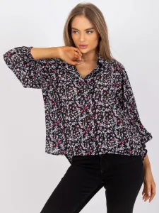 Black blouse of loose cut with print ZULUNA