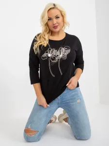 Black oversized blouse with patch and printed design