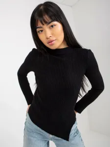 Black simple asymmetrical striped sweater