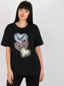 Black women's T-shirt with decorative application