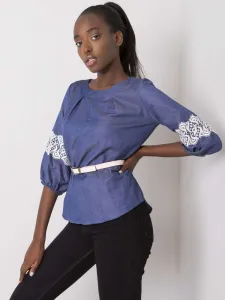 Blue cotton blouse with belt by Yaretzi