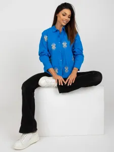 Blue oversize shirt with sequined application