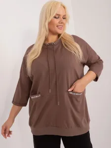 Brown cotton blouse plus size with lettering